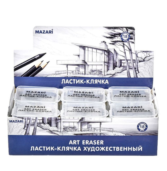 Ластик-клячка художественный 4х4х1 см, серый М-8533
