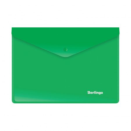 Папка-конверт на кнопке , Berlingo , А5 , 180 мкм , зеленая, OBk_05004